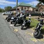 GCMR Ride Day 16 April 2023 - lunch stop at the Dugandan Hotel in Boonah - our HD Fat Bob and Kawasaki Z650 are on the right hand end!