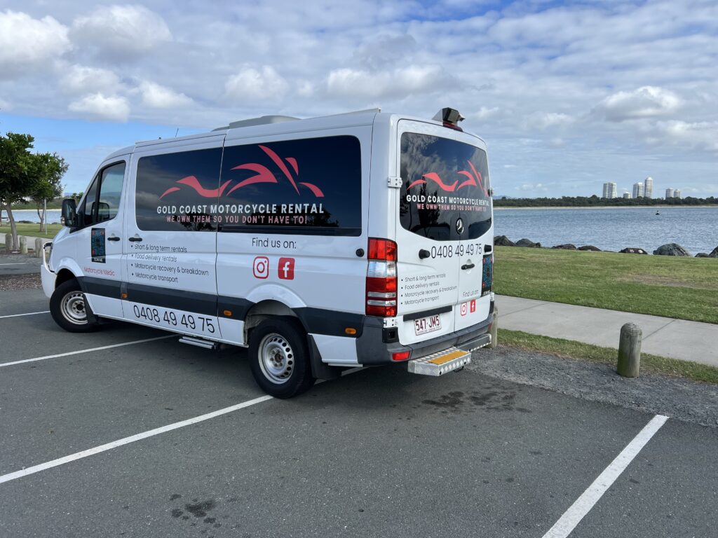 Gold Coast Motorcycle Rentals Transport Vehicle at The Spit on the Gold Coast, Queensland, Australia